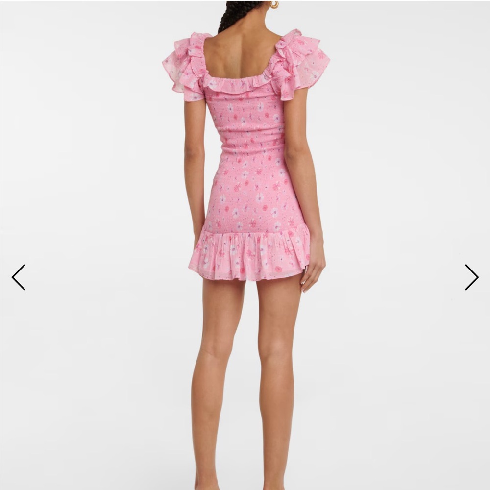 LoveShackFancy Kodie Cotton Pink floral Ruffled Mini Dress - Picture 3 of 3